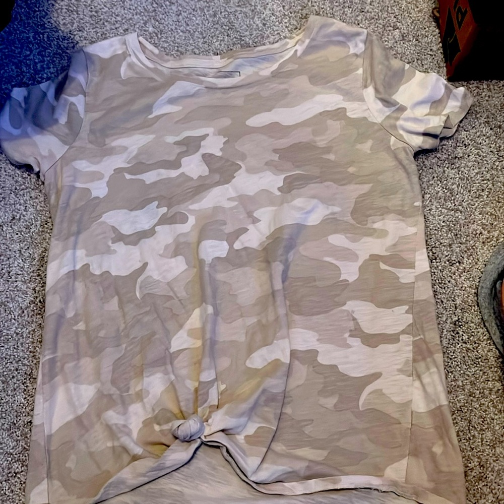 Tan and white camouflage tee